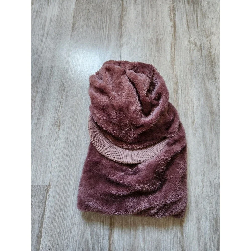 Winter Knit Balaclava Beanie Hat Purple Warm Cycling Ski Mask Fleece OS EUC